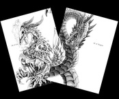 ドラゴン画集【ラフスケッチ+鉛筆デッサン集】４冊セット